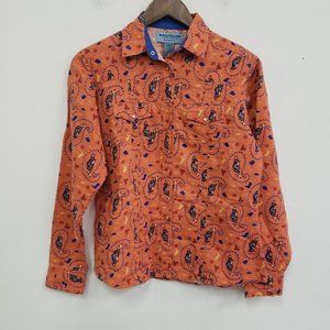 Wrangler Vintage Orange Cowgirl Button Down Shirt